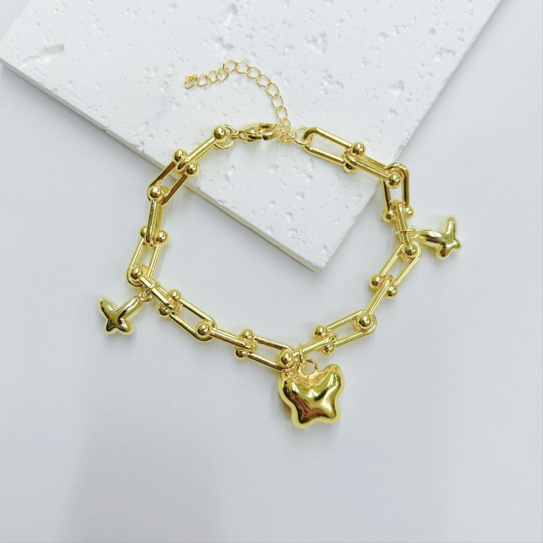 Wholesale  Retro Wings Love Heart &  Butterfly &  Five-pointed Star Horseshoe Bracelet