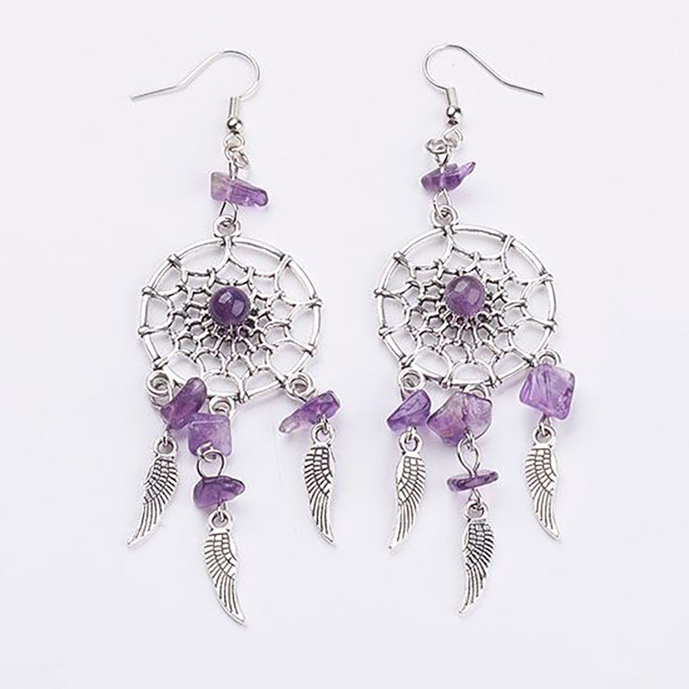 Wholesale Vintage Gravel Turquoise Gravel Dream Catcher Earrings ACC-ES-YuChan002