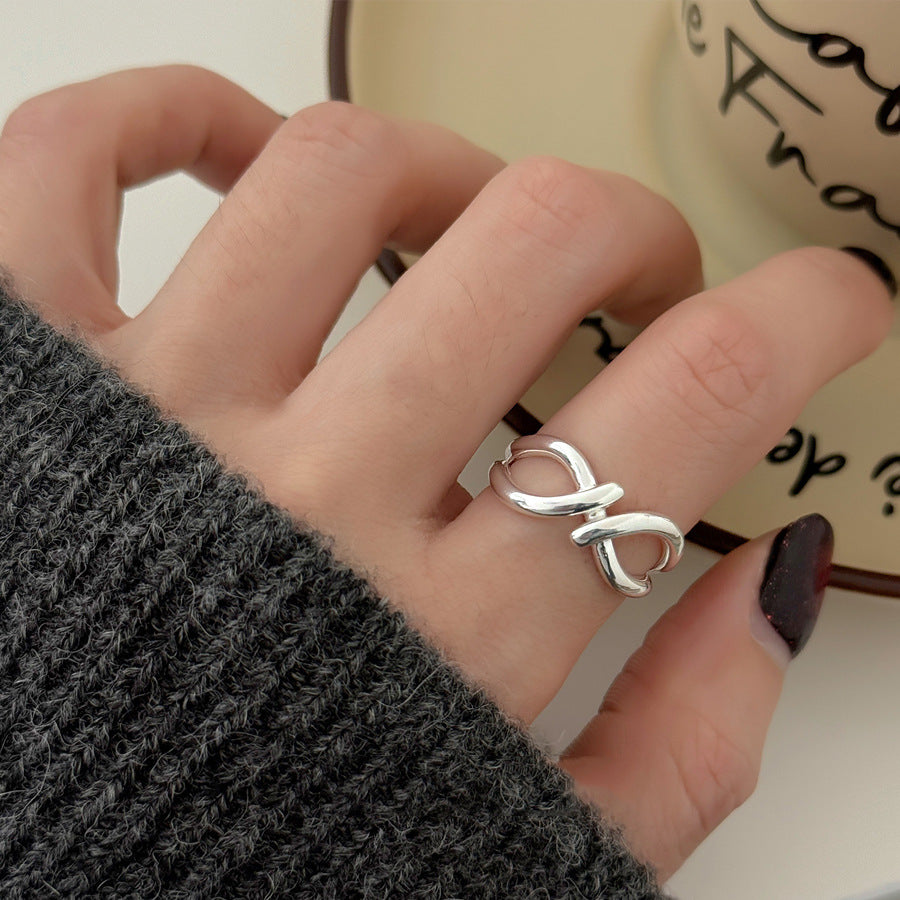 Wholesale Hollow Square Fireworks Ring  Silver Plated Irregular Personality Open Ring