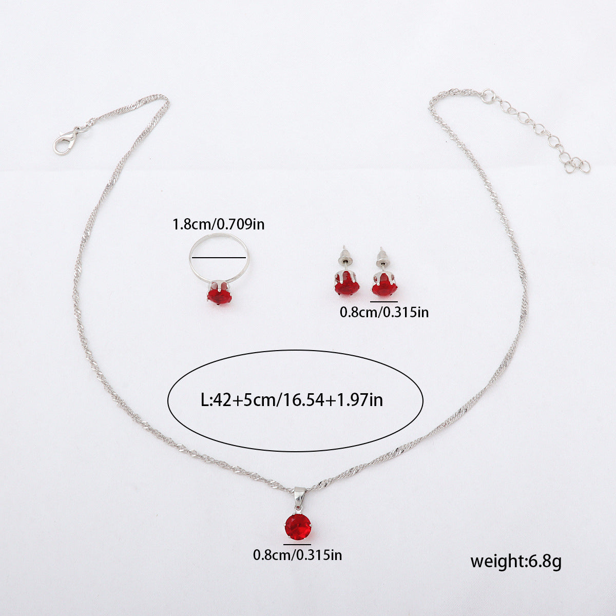 Wholesale  classic round crystal zircon necklace earrings ring jewelry set