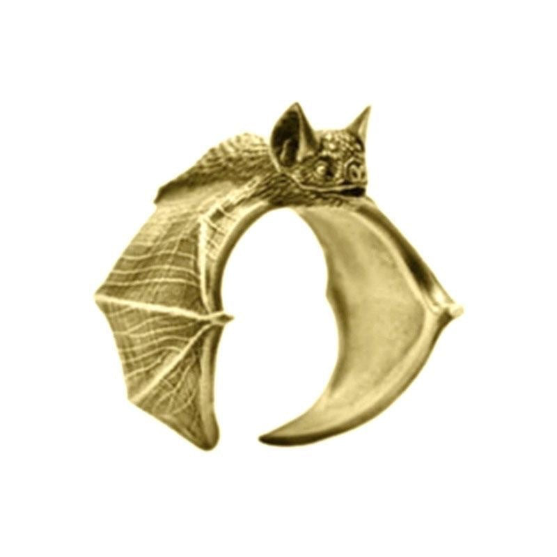 Wholesale Black Bat ring personalized  open adjustable  retro hip hop ring