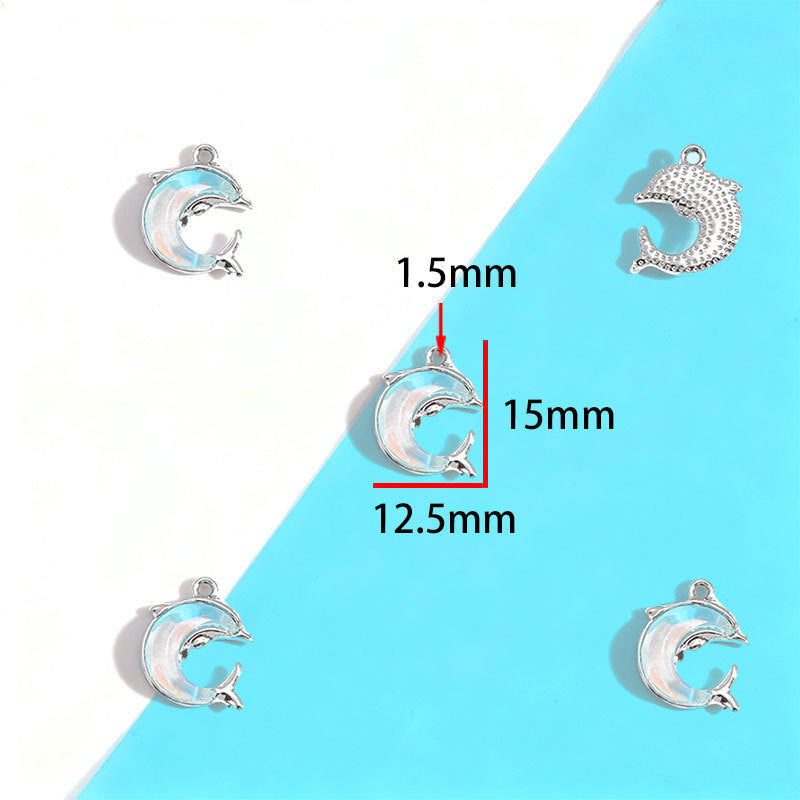 Wholesale Electroplated Zinc Alloy Blue Star Moon Resin Inlay Pendant Charms For DIY Jewelry Making Bag Charm Keychain Everyday Wear