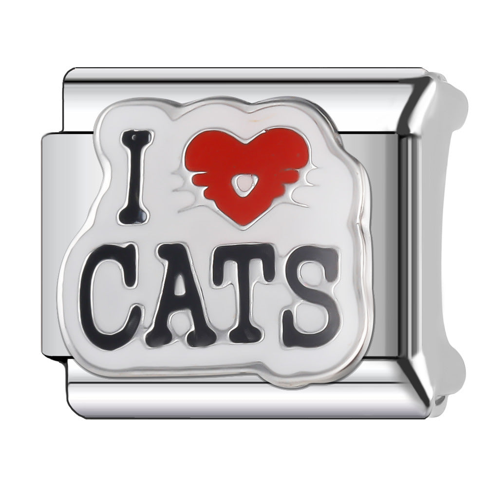 Wholesale Italian Charm Bracelet 9mm DIY Splicing English Series Stainless Steel Composable Bracelet