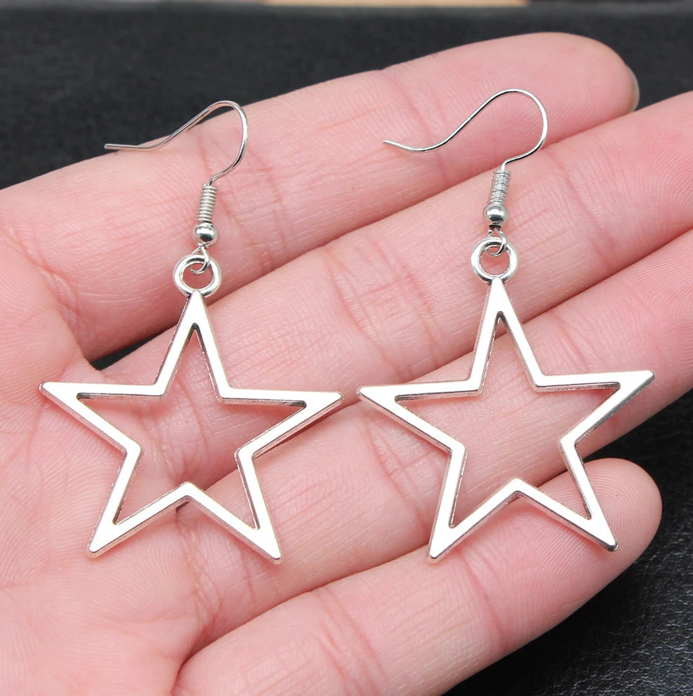 Wholesale  simple retro Silver 36 x33mm hollow star pendant necklaces