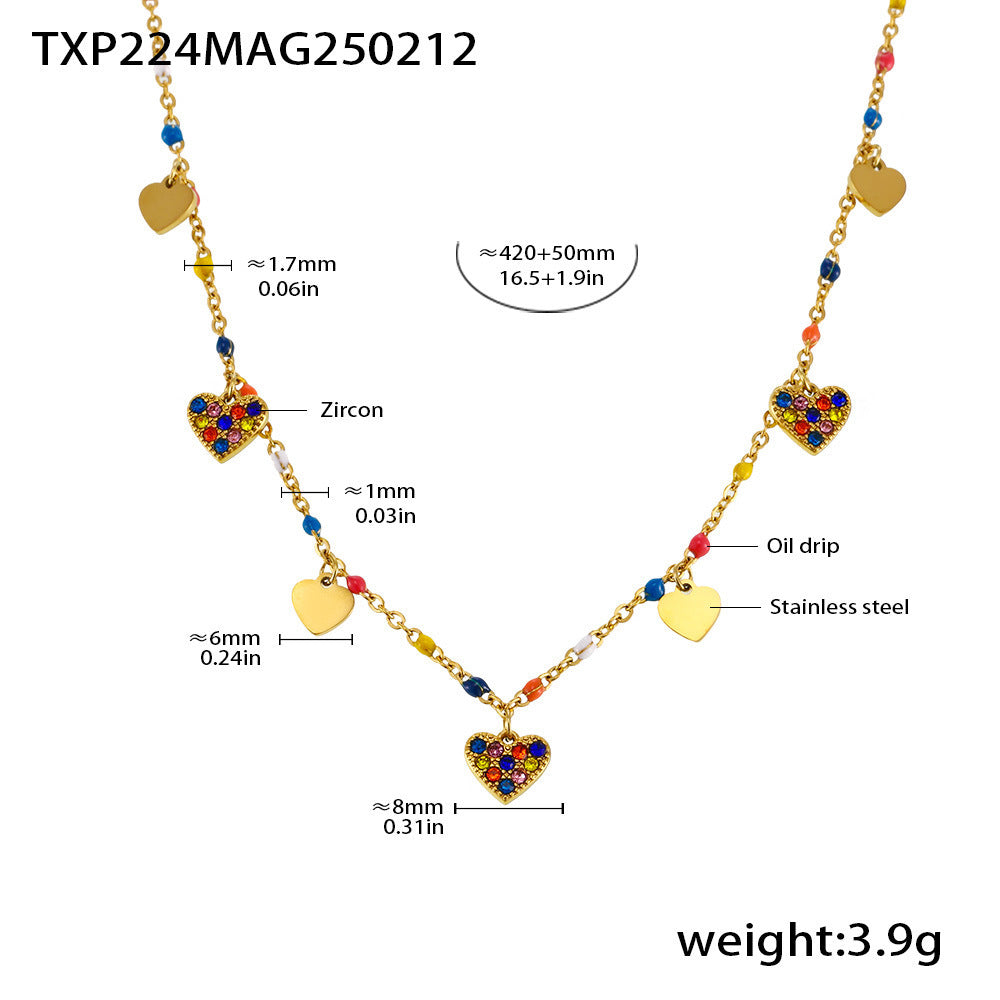 Wholesale zircon titanium steel necklace love clavicle chain