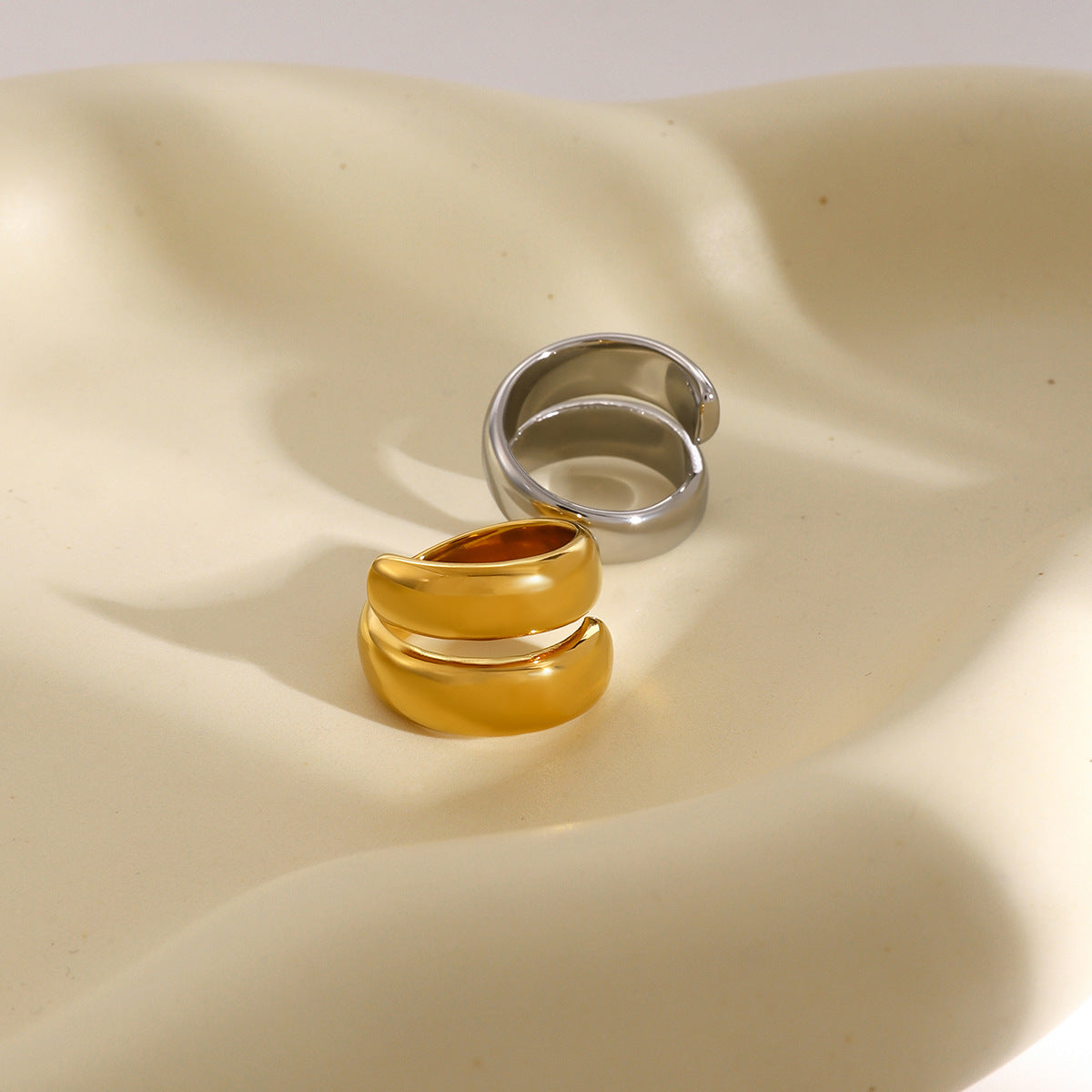 Wholesale  18k gold stainless steel double spring opening ring