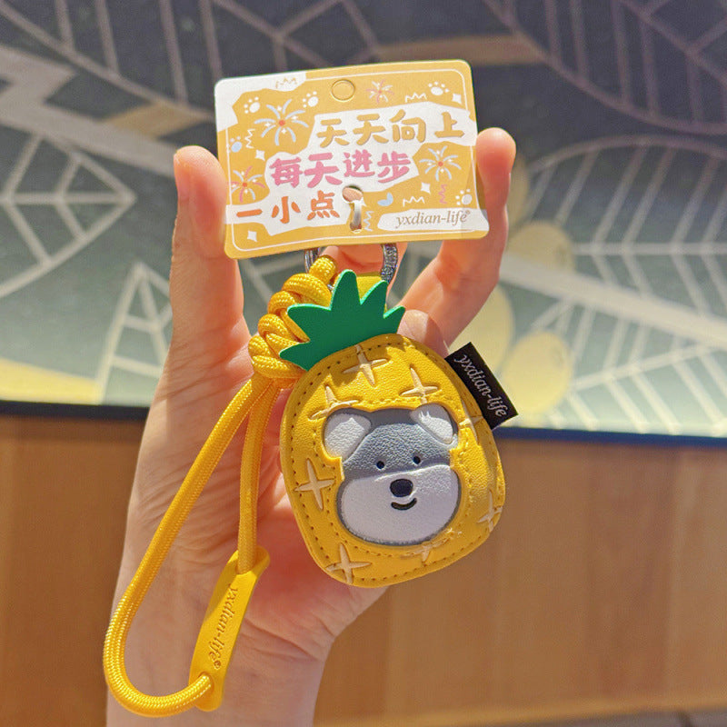 Wholesale Creative Cartoon Fruit Dog Leather Keychain Bag Charm Car Key Accessory Gift