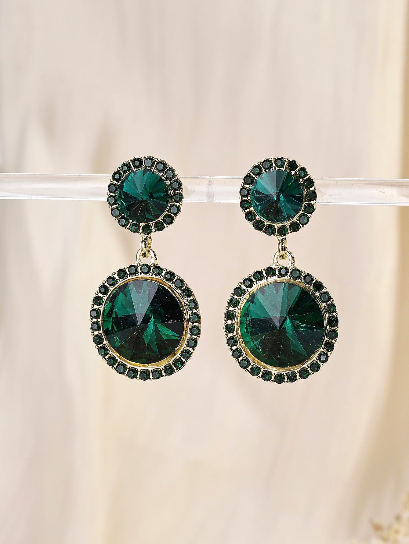 Wholesale green diamond flower lovely earrings
