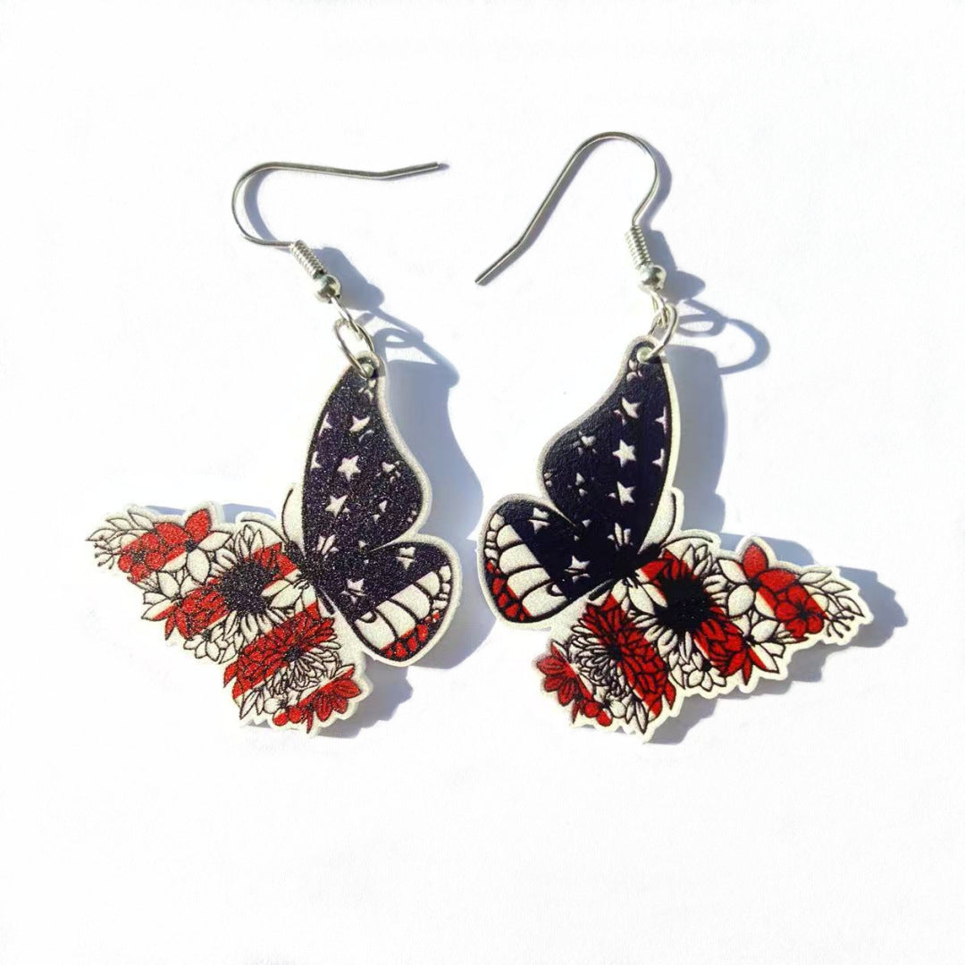 Wholesale Acrylic Earrings with the American Independence Day Flag Design
