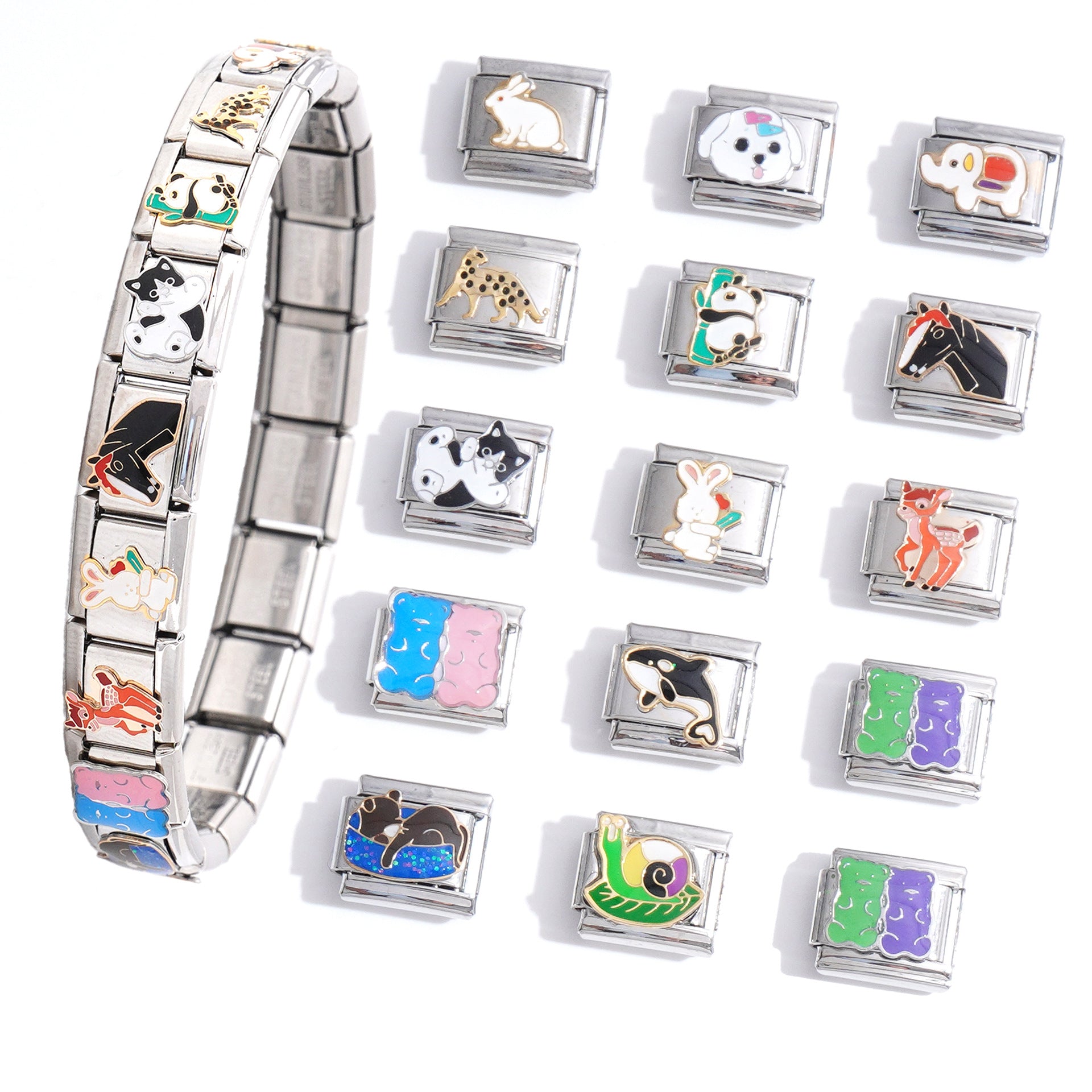 Wholesale Italian Charm Bracelet 9mm DIY Splicing Creative Pattern Stainless Steel Composable Bracelet