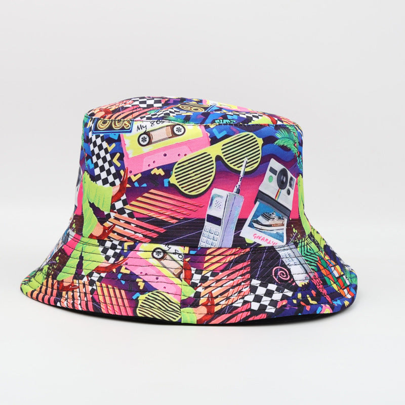 Wholesale Geometric Lined Fisherman's Hat Double-sided Printed Bucket Hat