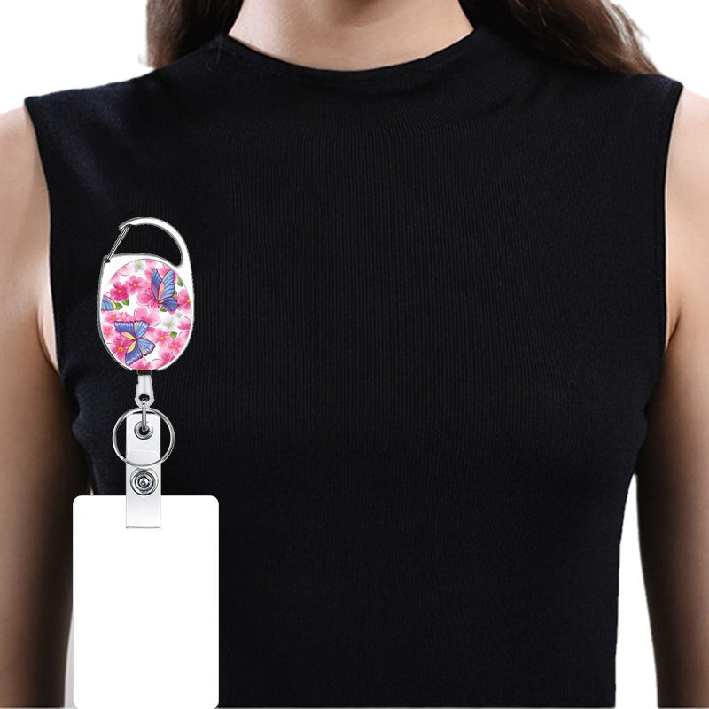 Wholesale Flower Butterfly Zinc Alloy Telescopic Keychain Badge Reels ACC-KC-ChiHai014