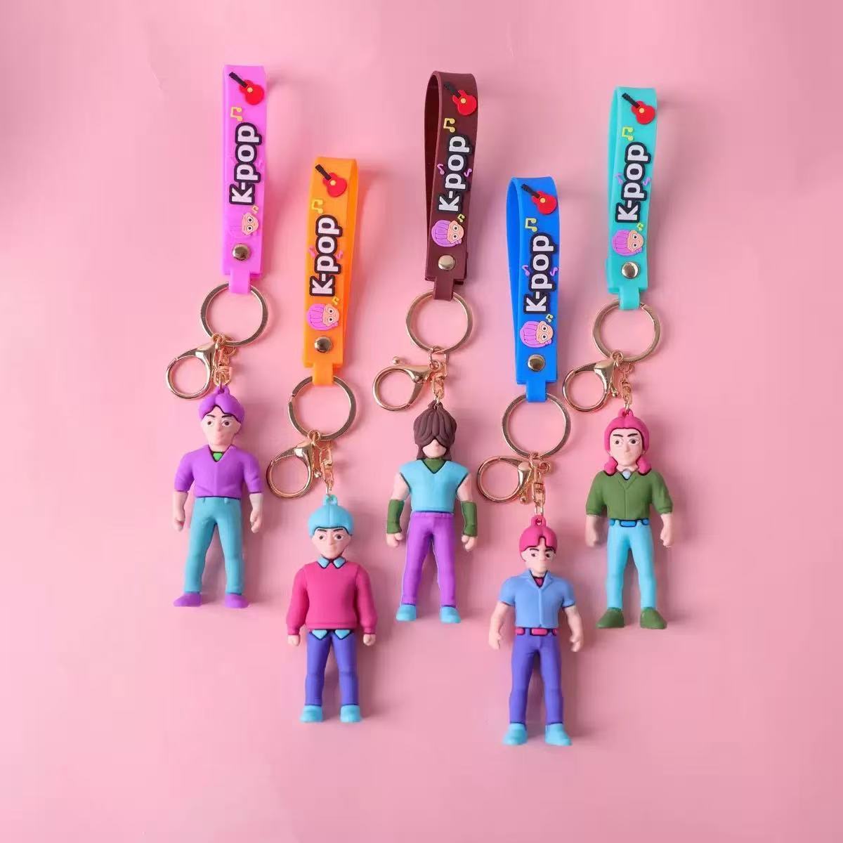Wholesale PVC soft glue witch hunting girl group surrounding key chain