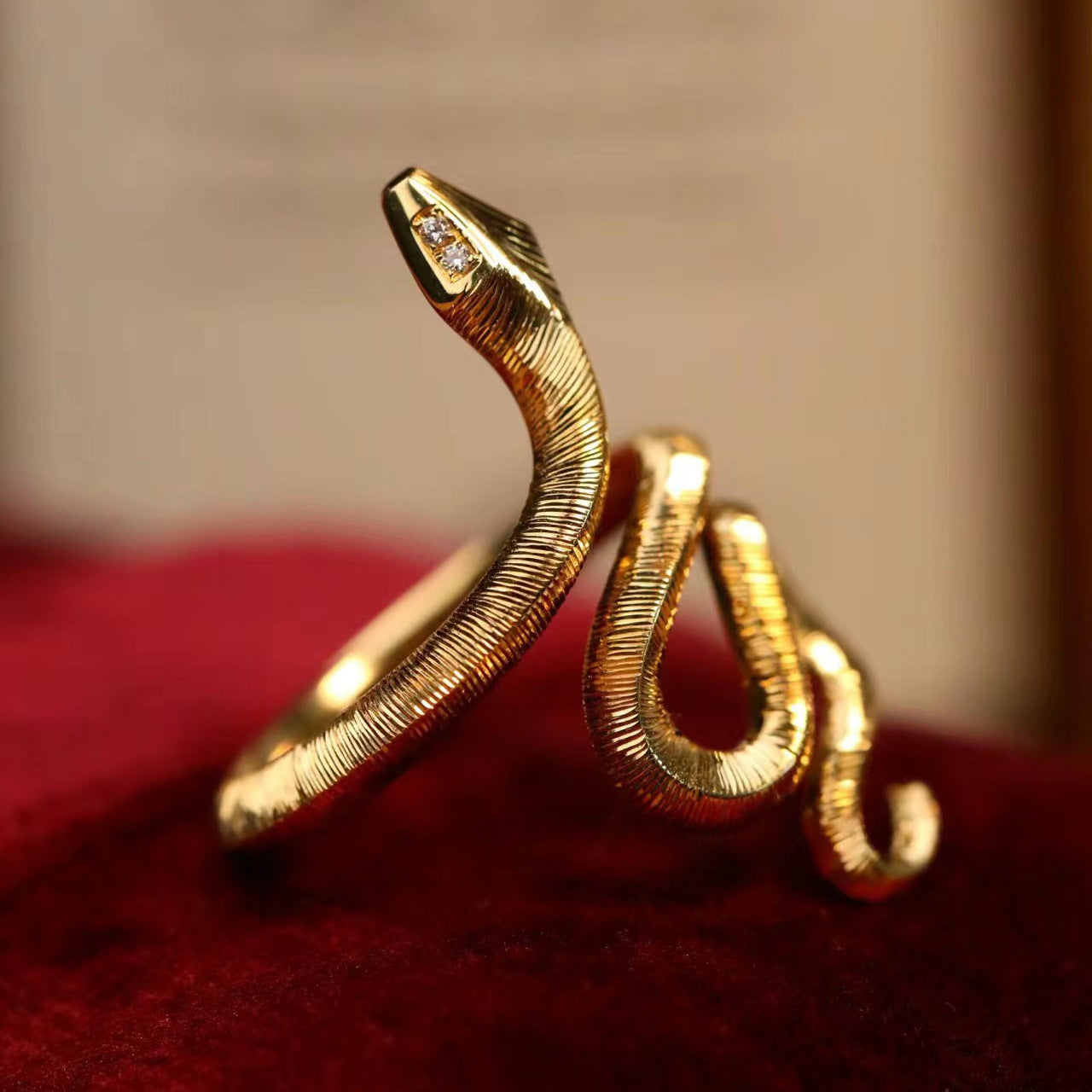 Wholesale gold-plated texture snake Adjustable rings