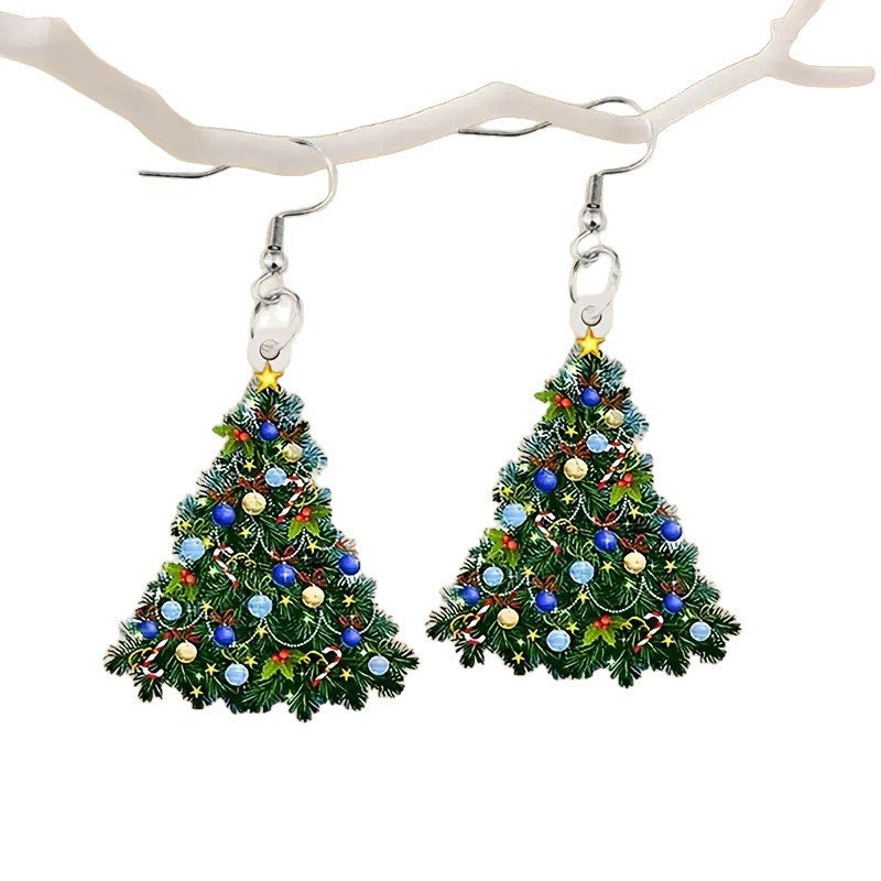 Wholesale Christmas colorful Christmas tree acrylic earrings