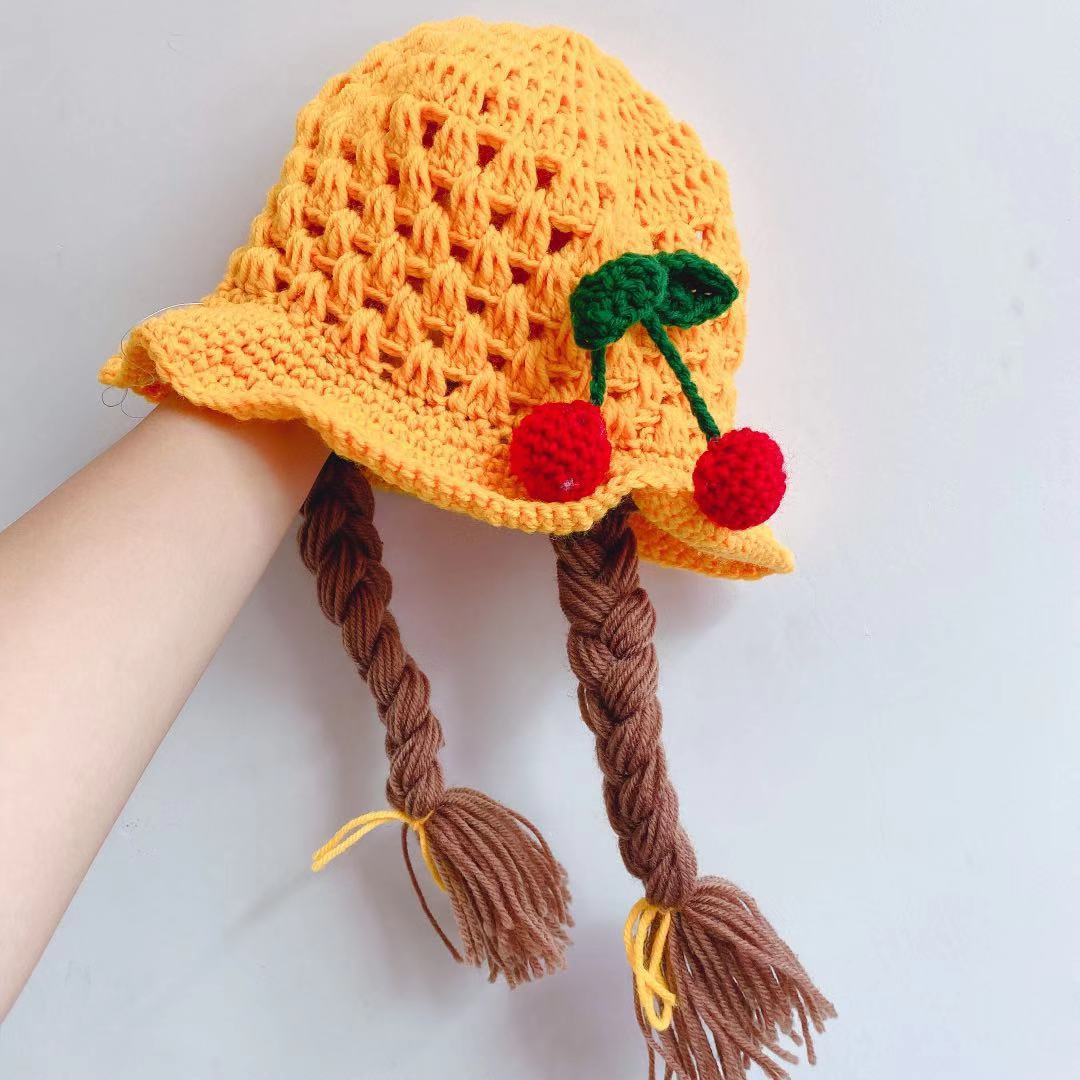 Wholesale Cherry Braid Knitted Hand Crocheted Twist Earmuffs Hat Beanie ACC-KH-Tongy002