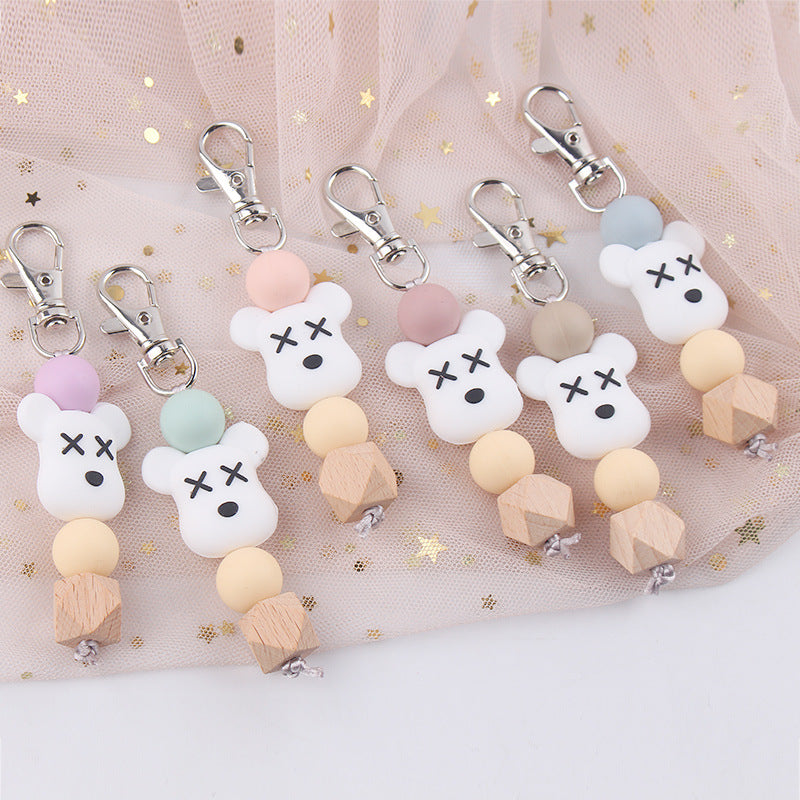 Wholesale Cartoon Bear Silicone Beaded Keychain ACC-KC-GuangTian075