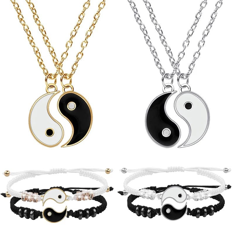 Wholesale Trendy Alloy Handmade Woven Couple Bracelet Set Taiji Bagua Design Gift Resale