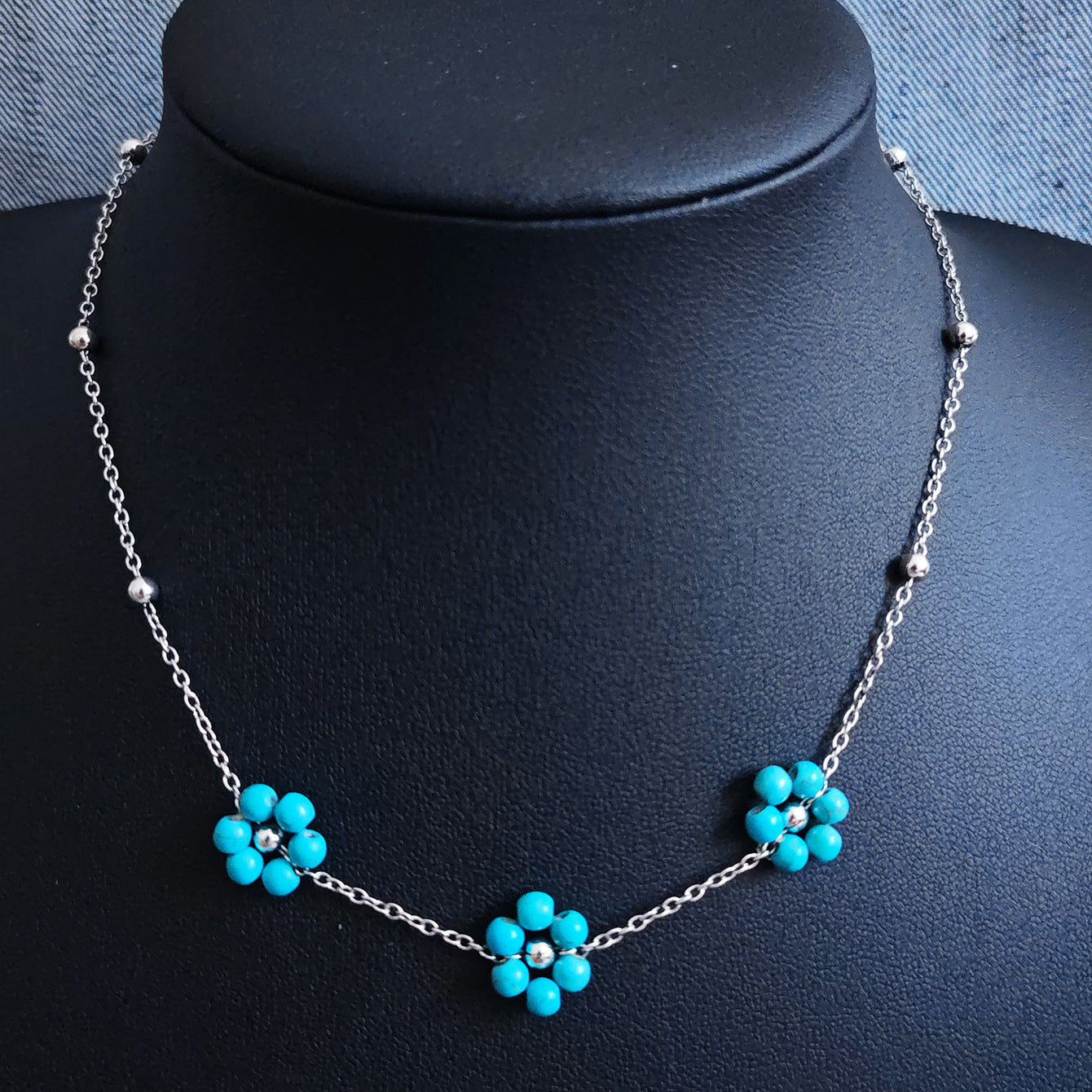 Wholesale Summer Pink Stone Flower Choker Necklace For Women Fashion Jewelry Gift