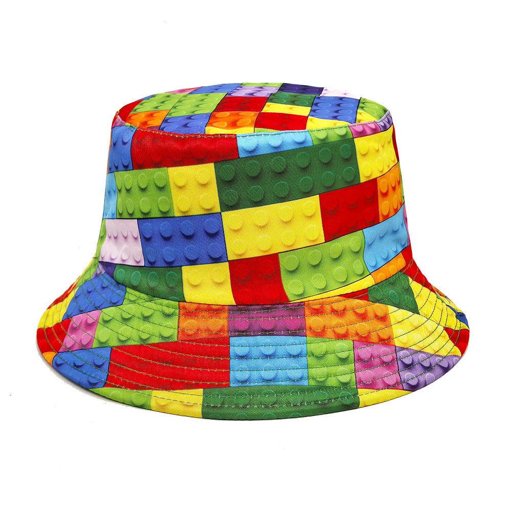 Wholesale Building Blocks Pattern Printed Fisherman Hat Bucket Hat