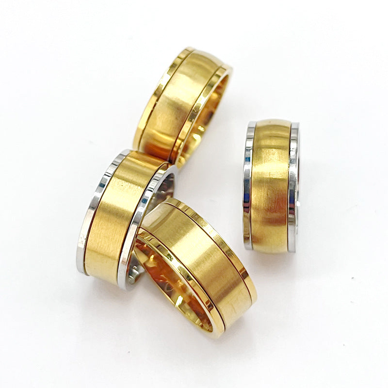 Wholesale Stainless Steel Gold Ring Brushed Matte Inner Ball Rotating Ring ACC-RS-ZhongQi003