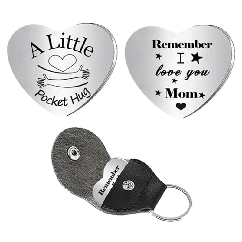 Wholesale Heart Shaped Stainless Steel Engraved Decision Coin Keychain Inspirational Lucky Gift Boutique Resale Accessory