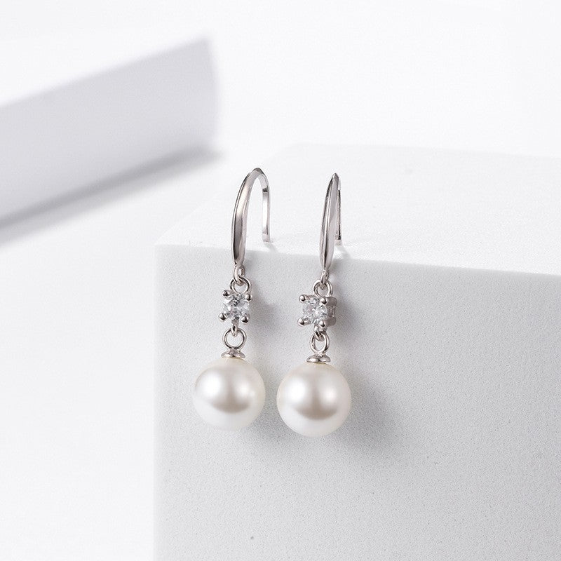 Wholesale S925 Sterling Silver Pearl Ear Hook  Vintage Earrings