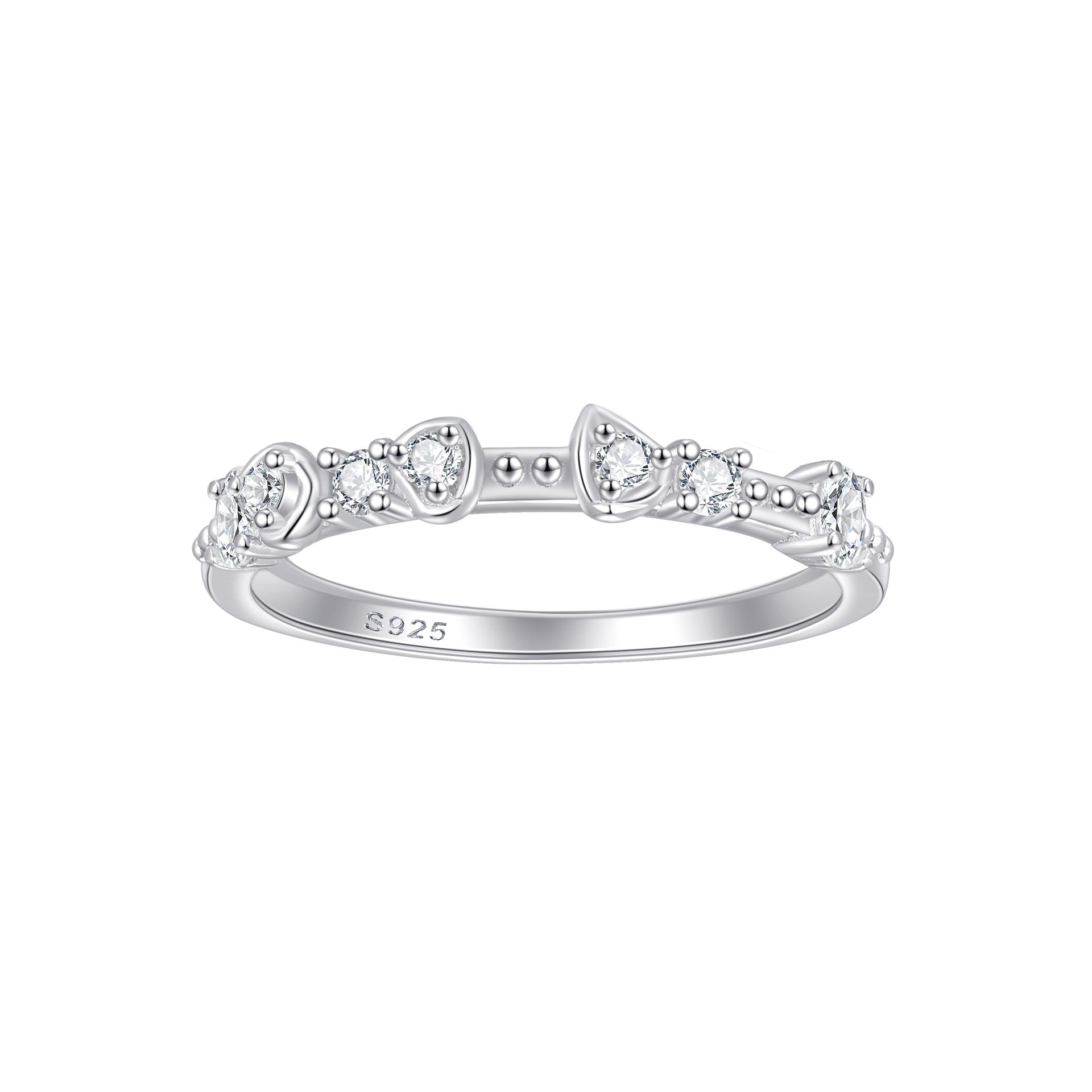 Wholesale Chic Geometric Irregular Row Ring S925 Sterling Silver Zircon Women S Jewelry Everyday Wear Boutique Resale Gift
