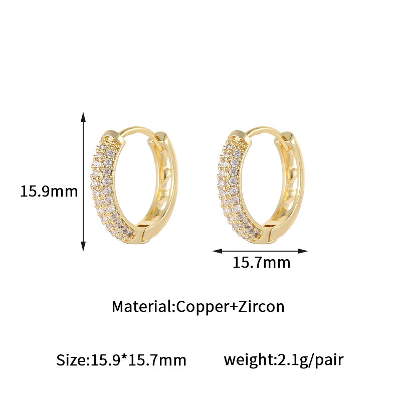 Wholesale circle diamond ear ring zircon ear buckle  light luxury  earrings