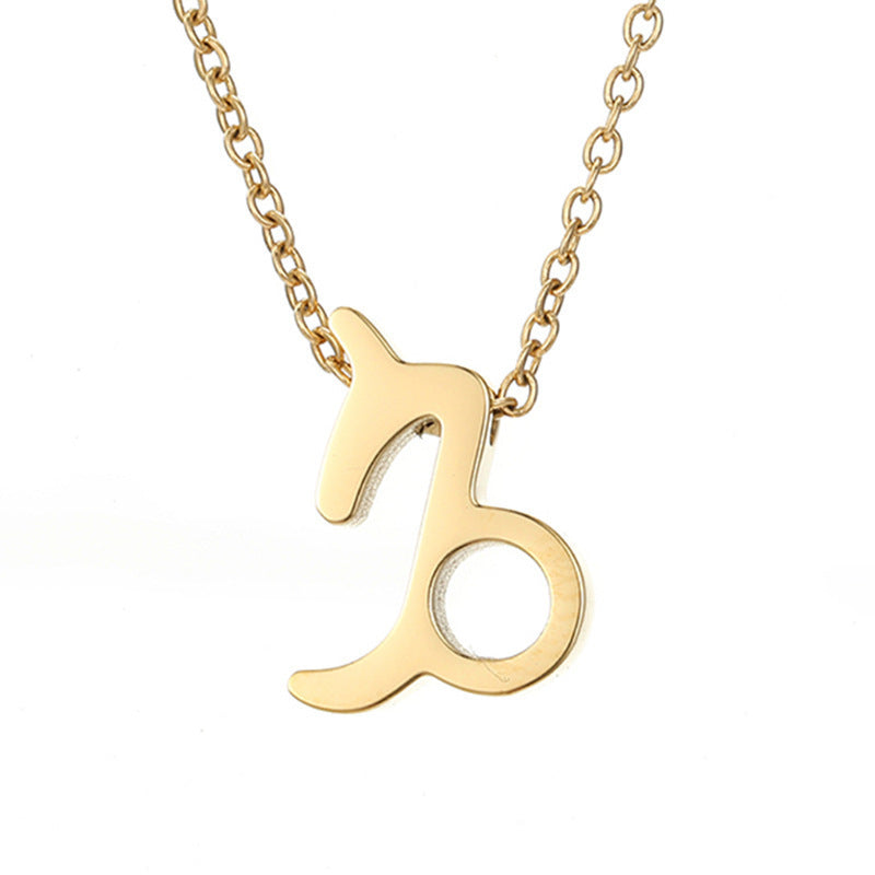 Wholesale Creative 12 Constellation Pendant Stainless Steel Gold Plated Necklaces ACC-NE-HongYu002