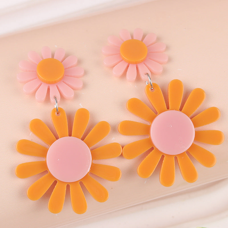 Wholesale Sunflower Acrylic Splicing Earrings