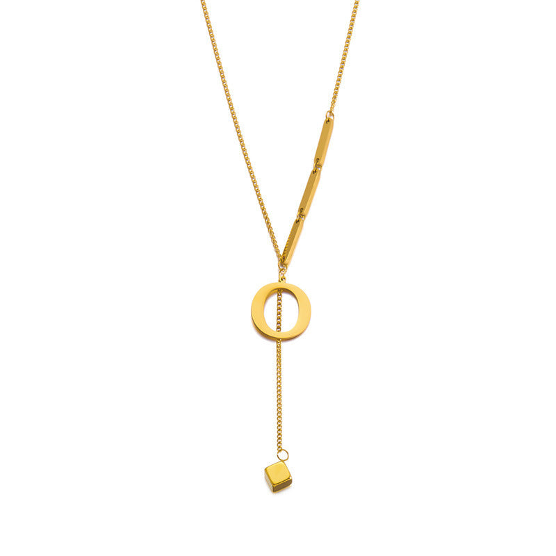 Wholesale square titanium steel letter necklace