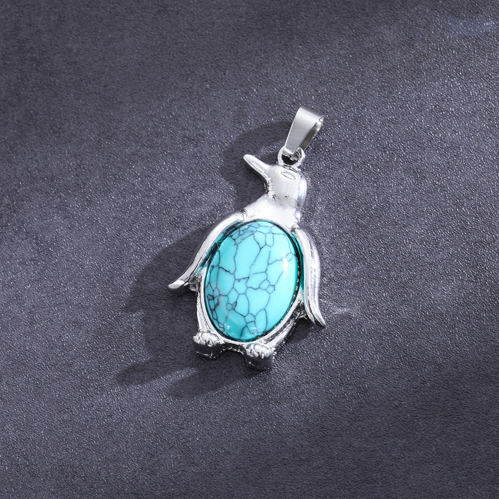 Wholesale  Natural Stone Amethyst Pendant Single Pointy Hexagonal Column Necklace