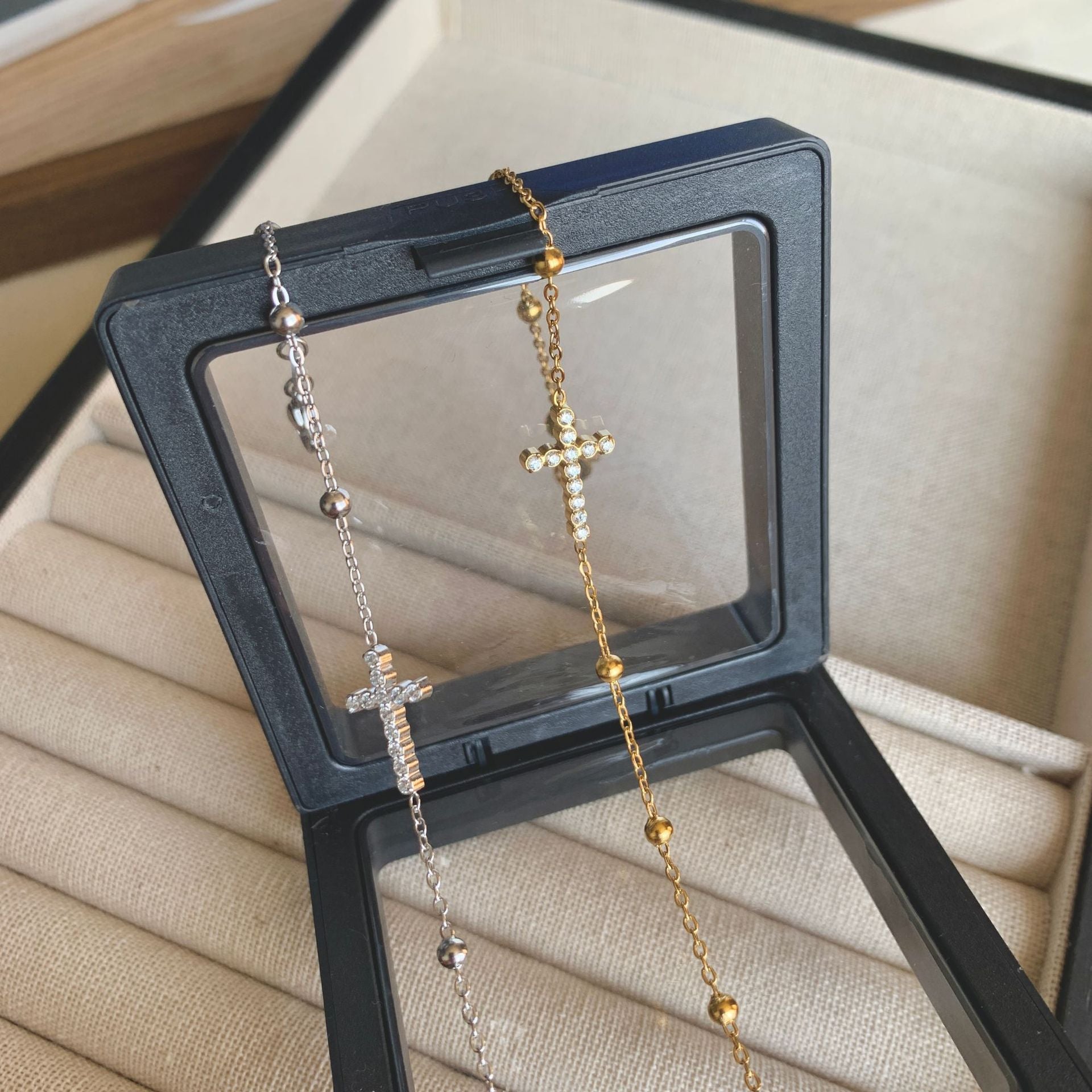 Wholesale Titanium Steel Cross Pendant Bracelet For Women Zircon Stones Everyday Wear Fashion Accessory