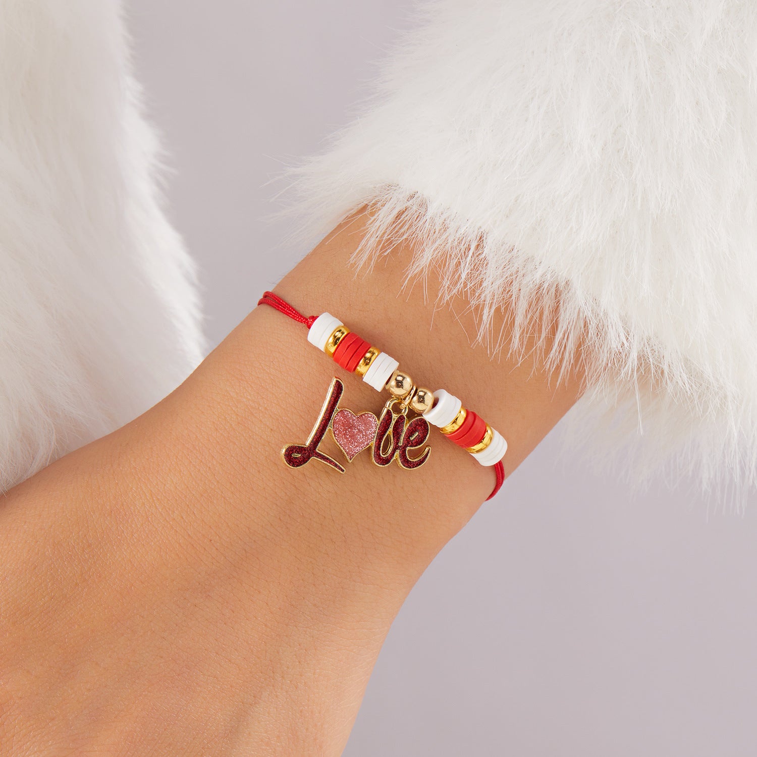 Wholesale Valentine' s Day  Heart Love Braided Bracelet