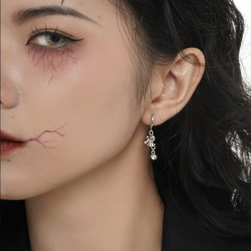 Wholesale Ghost S925 Sterling Silver Zircon Dangle Earrings ACC-ES-YWE003