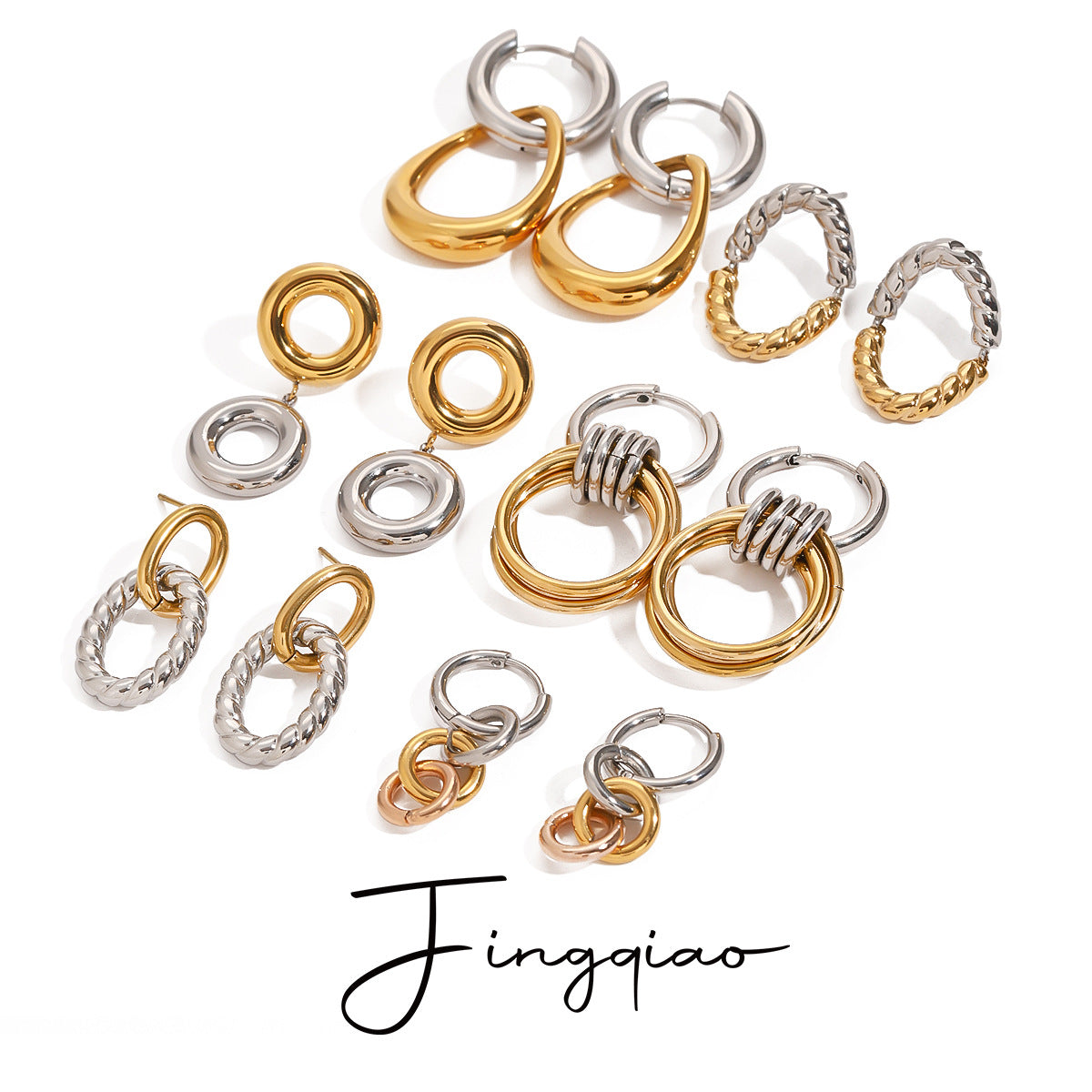 Wholesale  stainless steel color matching circle earrings