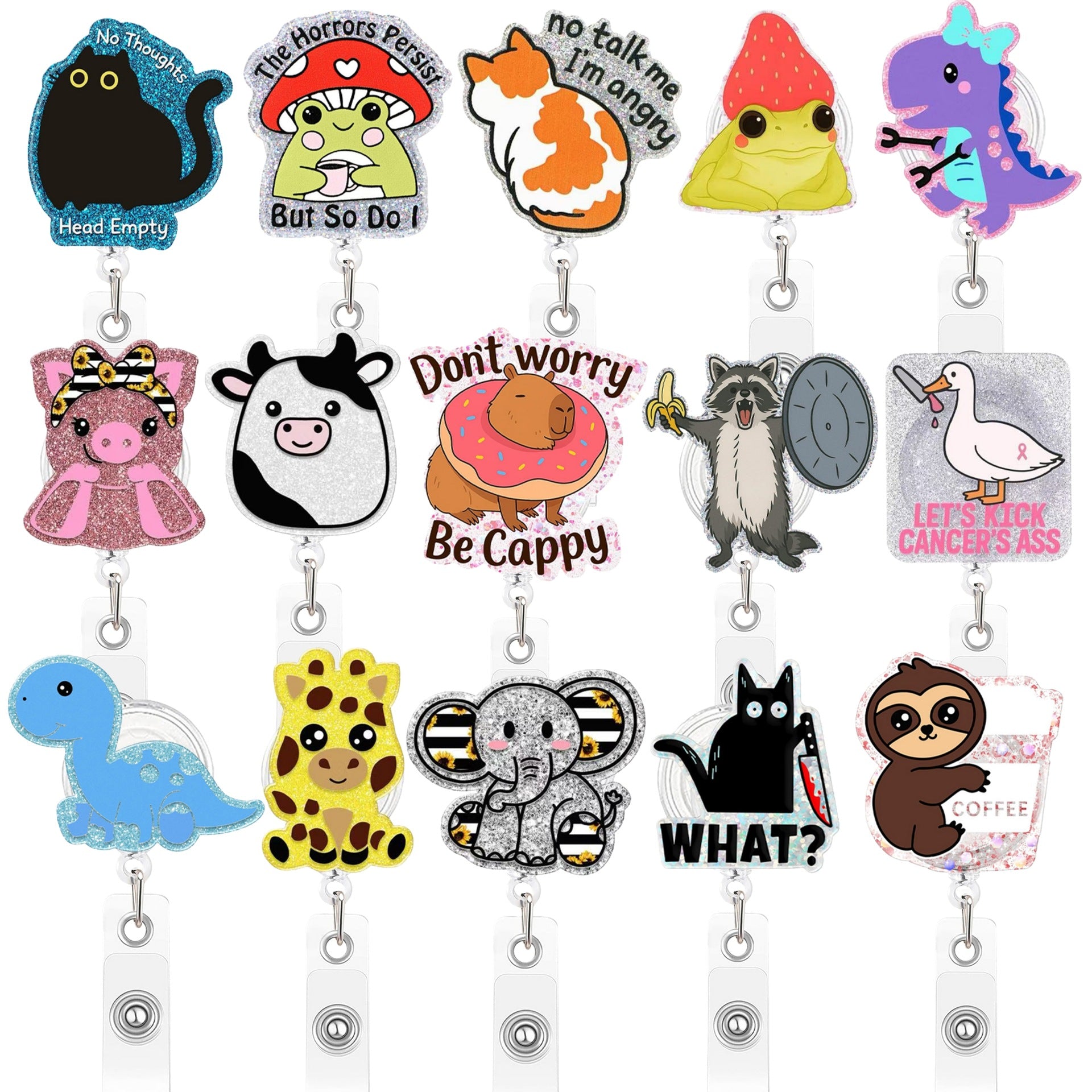 Wholesale Plastic Cartoon Animal Retractable Badge Holder Fun ID Card Holder Easy-Pull Buckle Fashion Accessory for Resale