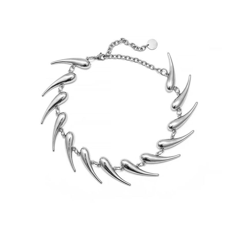 Wholesale geometric silver thorn irregular metal necklace