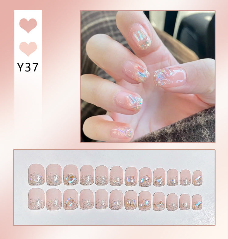 Wholesale 24 Pieces/box Diamond Butterfly Glitter Nail Art Press-on Nails Kits Nail Stickers ACC-NS-DiNa002