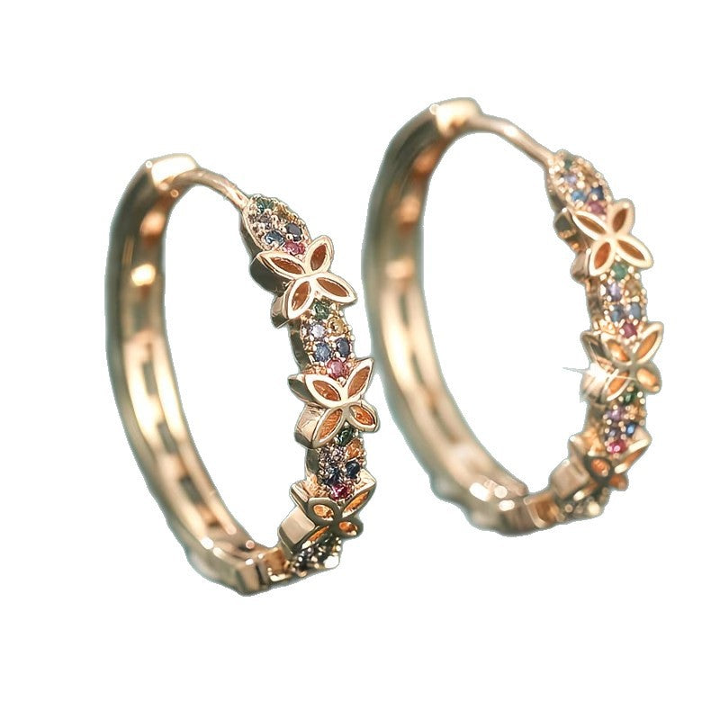 Wholesale Luxury minimalist chic hoop earrings with zircon accents for women