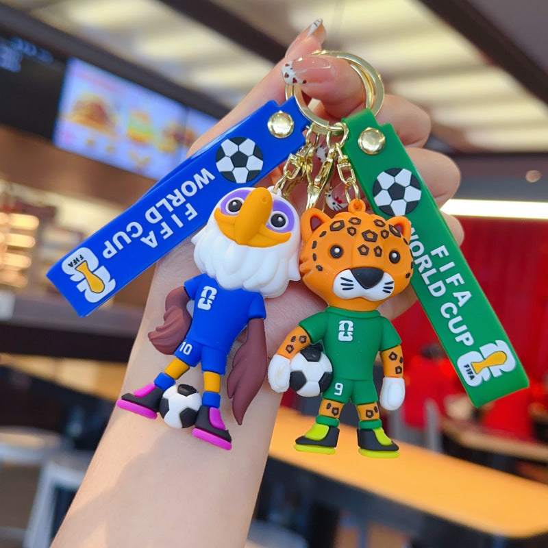 Wholesale PVC Cartoon World Cup Mascot Keychain Pendant Cute Doll Key Ring Car Key Accessory