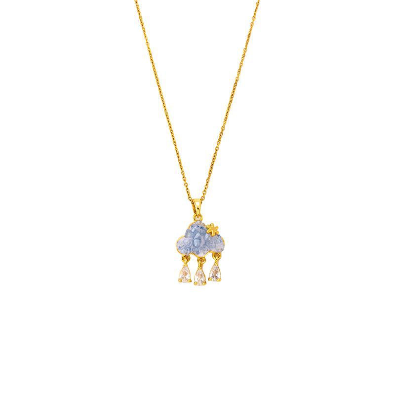 Wholesale Blue Cloud Tassel Zircon Necklace Fashion Accessory Gift