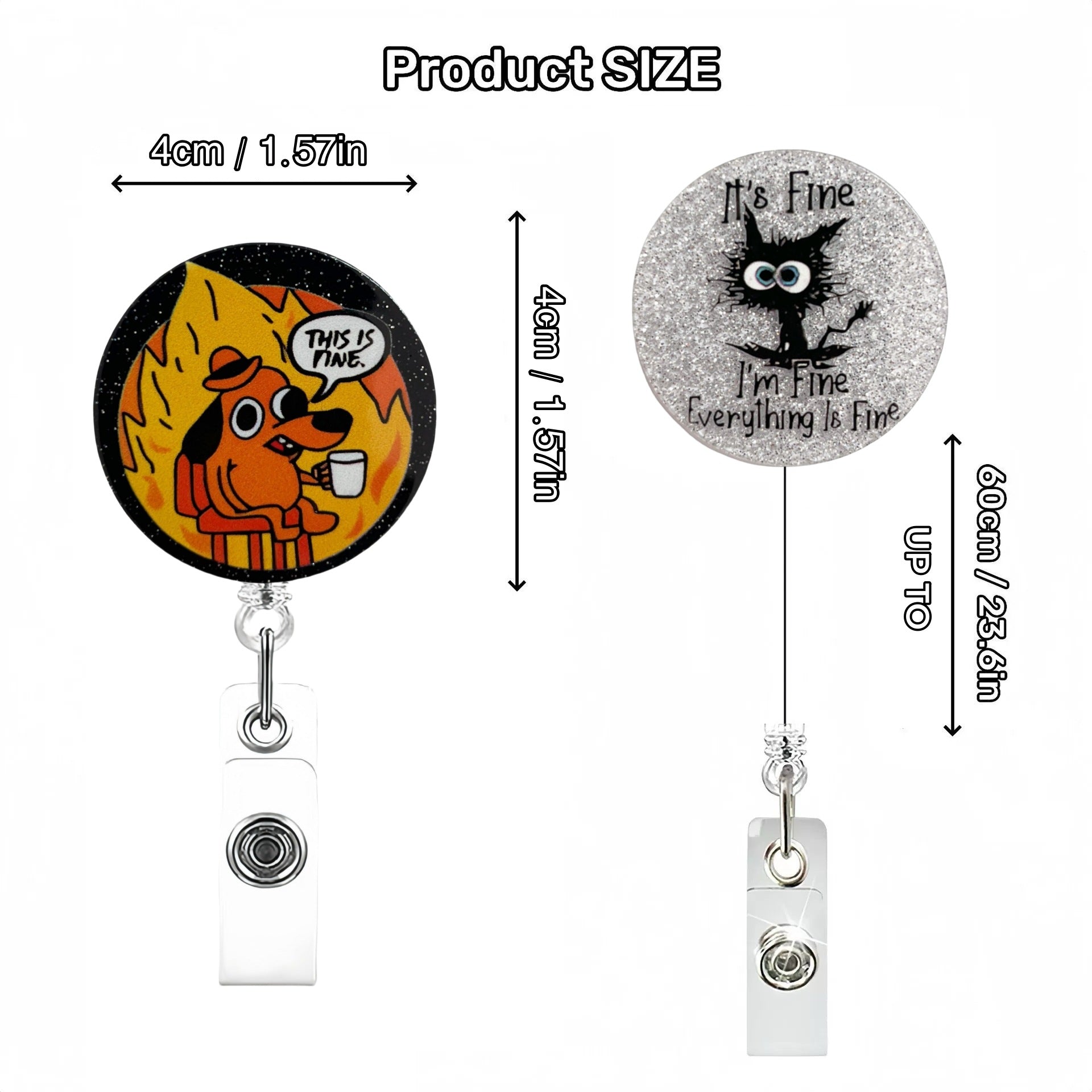 Wholesale Glitter Raccoon Acrylic Retractable Clip Badge Keychain