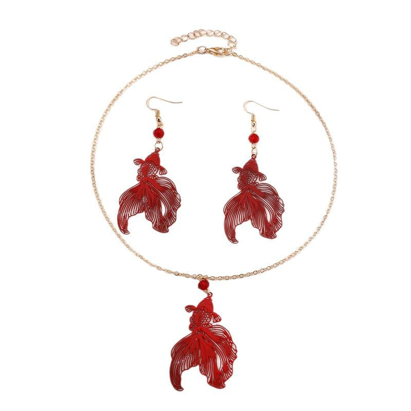 Wholesale  Retro Ball Hollow Goldfish  Design Earrings