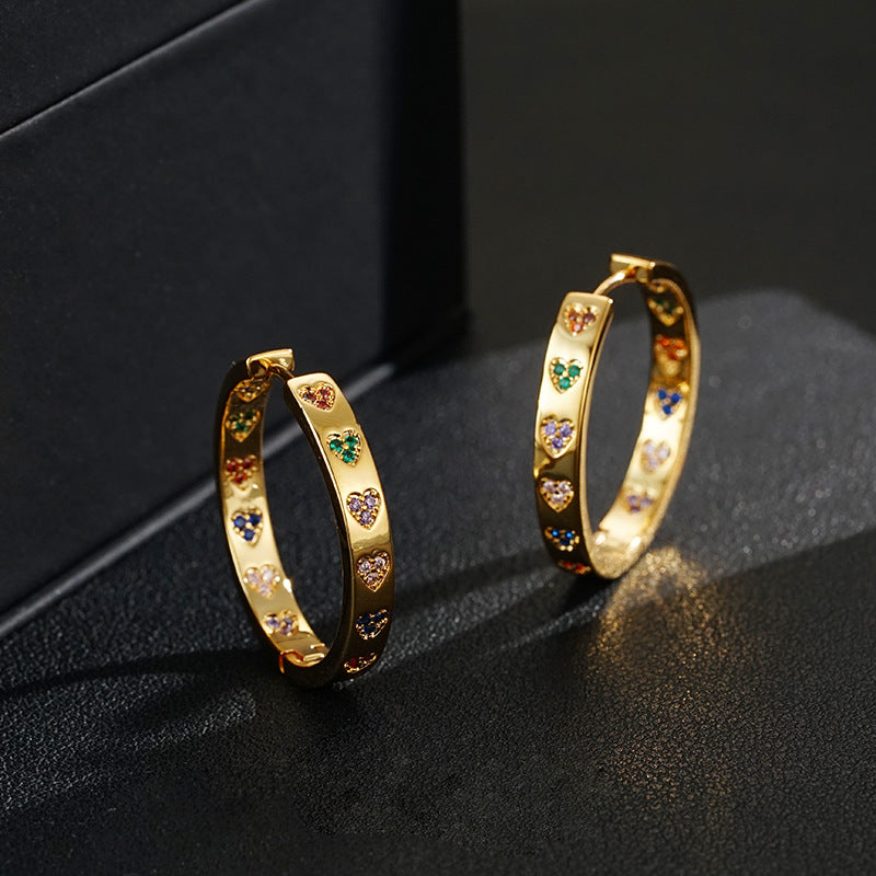 Wholesale Zircon Super  Loving Heart-shaped Earrings