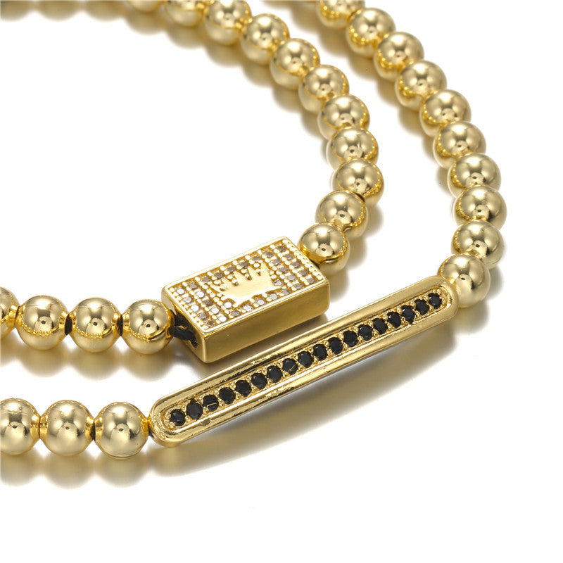 Wholesale Punk Zirconia Crown Adjustable Men's Bracelet