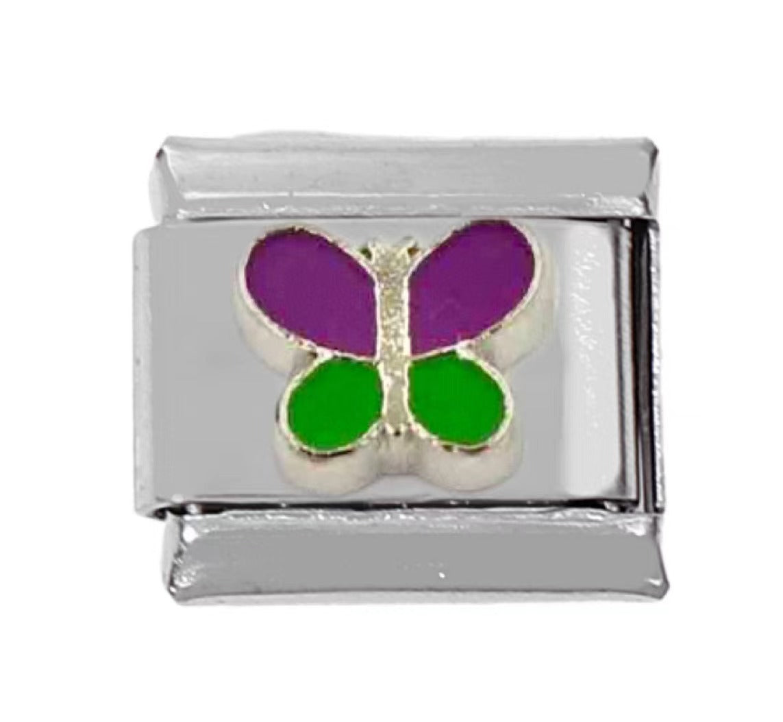 Wholesale 5pcs Italian Charm Bracelet Charm Module Stainless Steel Tulip Butterfly Bracelet 9mm DIY Pattern Free Stitching Detachable Composable Bracelet ACC-BT-DaLiang013