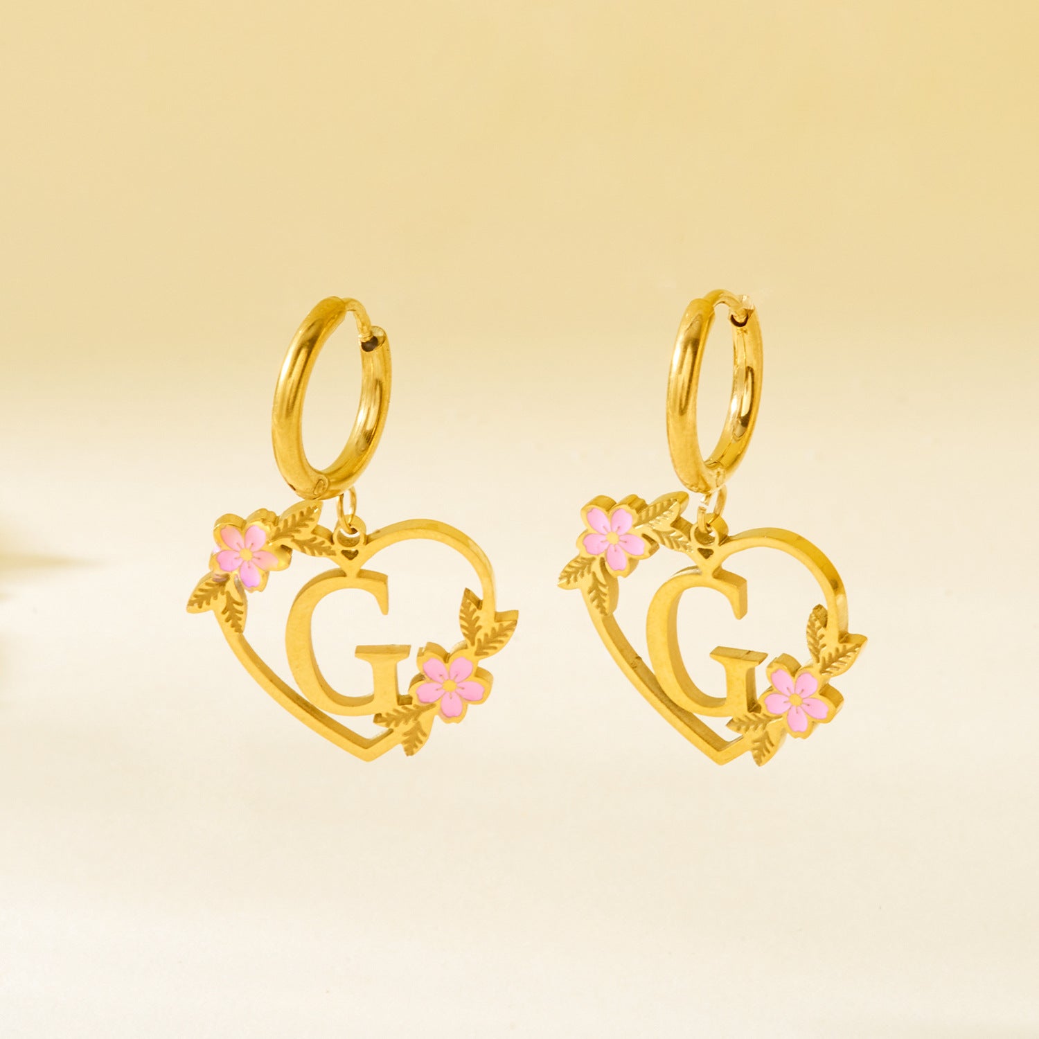 Wholesale Luxury Cut Out Stainless Steel 26 English Letter Earrings