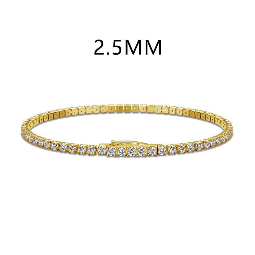 Wholesale S925 Silver Tennis Bracelet For Women With Row Stone Design And Single Side Clasp Platinum Tone Fashion Jewelry Accessory